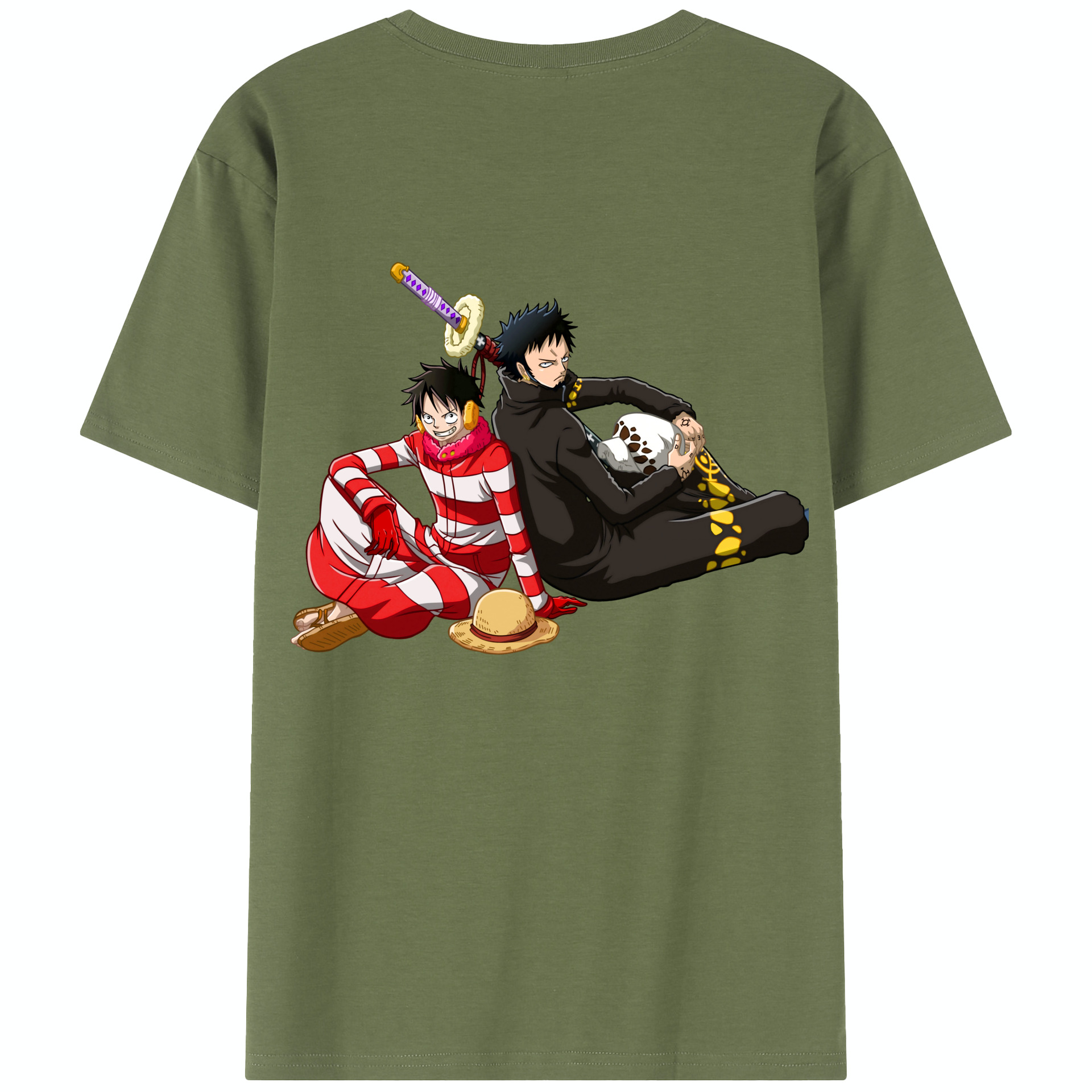 ワンピース モンキー・D・ルフィ ONE PIECE Monkey D. Luffy 綿100％半袖Tシャツ（背面プリント）